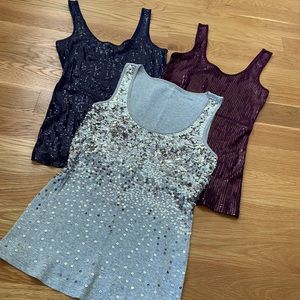 3 EXPRESS Sparkle/Sequin Tanks EUC Size S